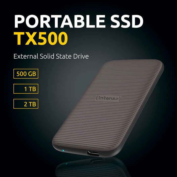Intenso TX500 External SSD 1TB Portable Solid State Drive, Super Speed USB 3.2 Gen 2x1 (10Gbps), up to 1000MB/s