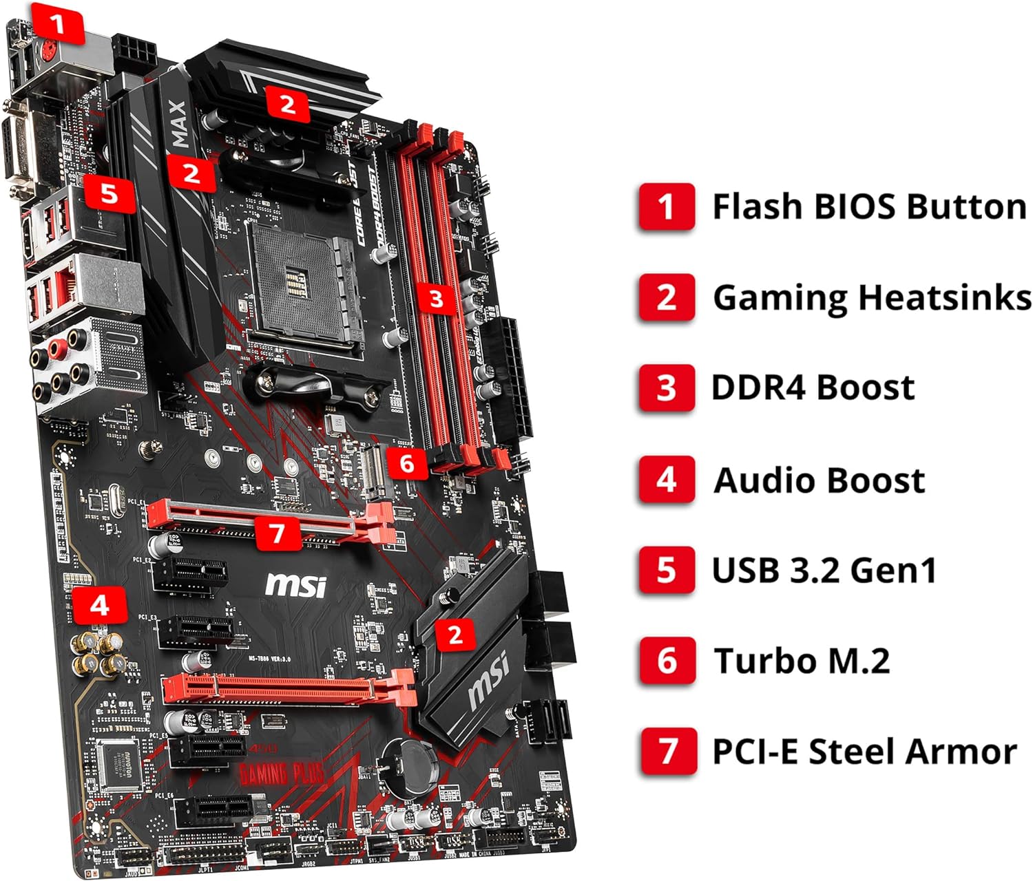 MSI B450 GAMING PLUS MAX (ATX, AMD AM4 DDR4 m.2 USB 3.2 Gen 2 HDMI ATX Gaming Motherboard) ATX B450 GAMING PLUS MAX