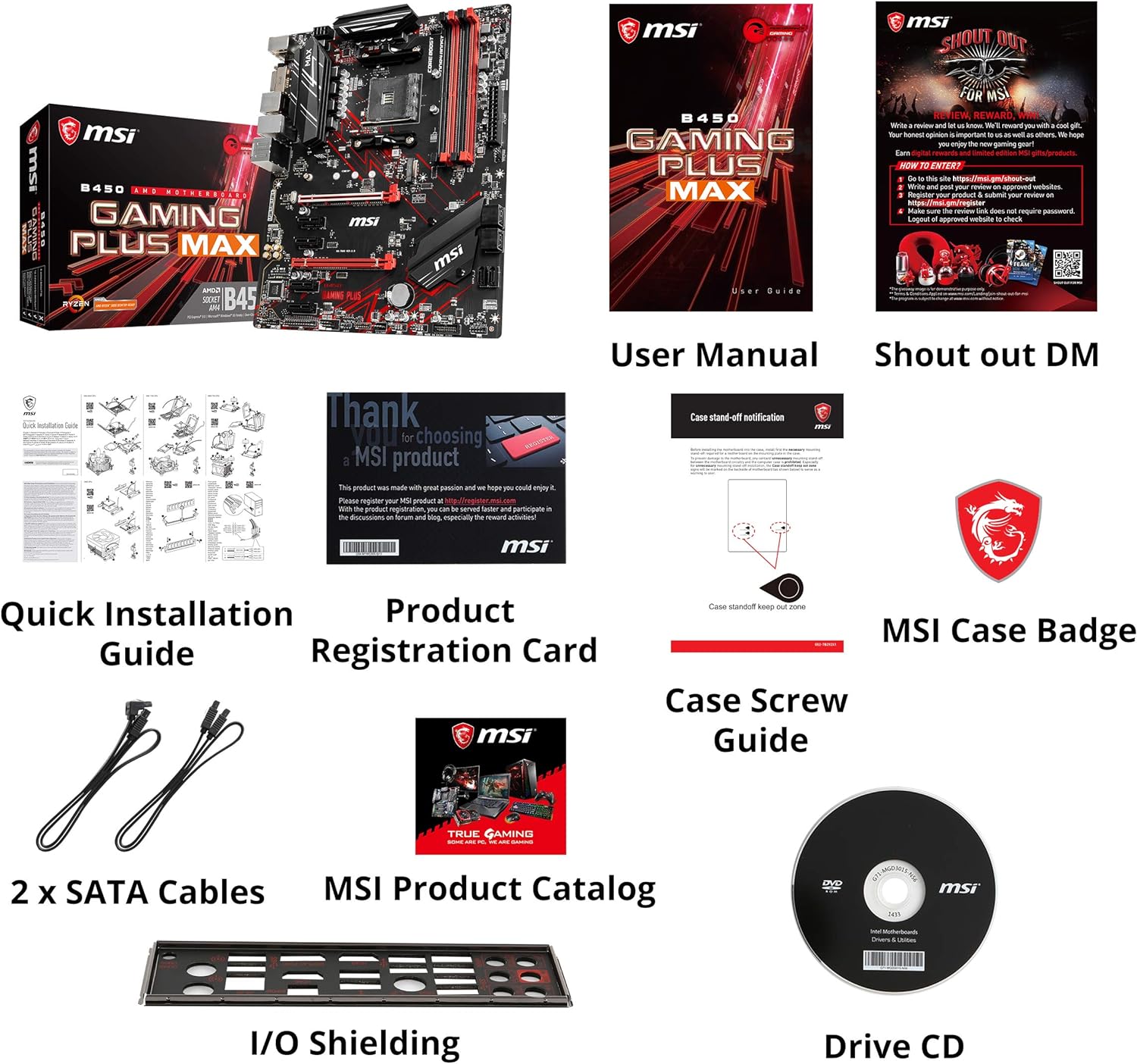 MSI B450 GAMING PLUS MAX (ATX, AMD AM4 DDR4 m.2 USB 3.2 Gen 2 HDMI ATX Gaming Motherboard) ATX B450 GAMING PLUS MAX