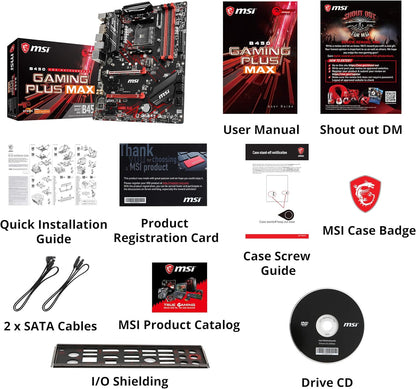 MSI B450 GAMING PLUS MAX (ATX, AMD AM4 DDR4 m.2 USB 3.2 Gen 2 HDMI ATX Gaming Motherboard) ATX B450 GAMING PLUS MAX