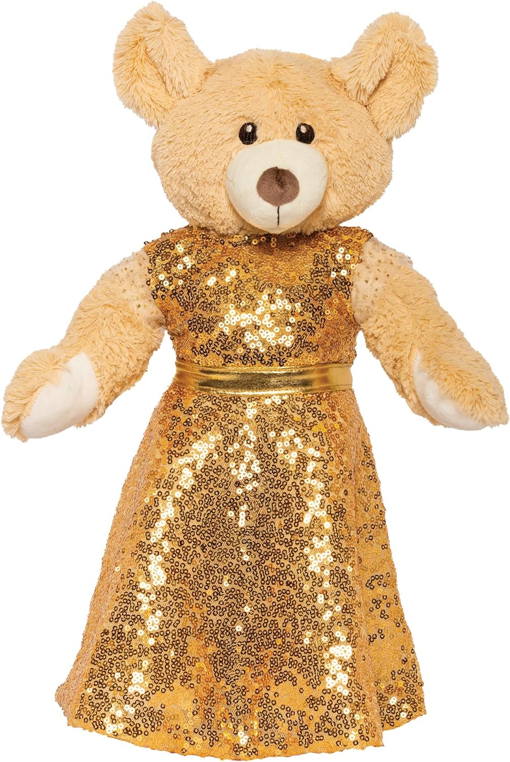 Heless Goldstar 1330 Doll Dress with Gold Sequins, Shimmering Belt, Tulle Ruffles and Velcro Fastening, Size 28-35 cm, Multicoloured