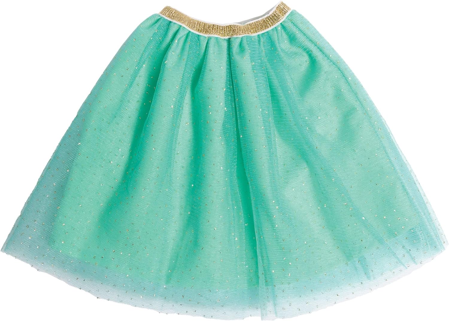Heless 2370 - Poppenkleding in Design Yuki, 2-Delige Set in Wit en Turquoise, met Jasje en Glitter Tule Rok voor poppen en knuffels van de maat 35-45 cm