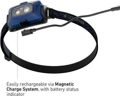 Ledlenser HF4R Core Rechargeable 500 Lumen LED Head Torch - Lightweight, Super Bright, Ideal for Running, Hiking, Camping, Fishing, Includes Red Light and USB C Charger, Essential Outdoor Equipment Bl