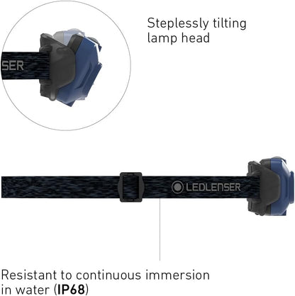 Ledlenser HF4R Core Rechargeable 500 Lumen LED Head Torch - Lightweight, Super Bright, Ideal for Running, Hiking, Camping, Fishing, Includes Red Light and USB C Charger, Essential Outdoor Equipment Bl