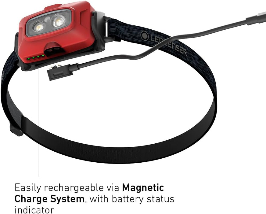Ledlenser HF4R Core Rechargeable 500 Lumen LED Head Torch - Lightweight, Super Bright, Ideal for Running, Hiking, Camping, Fishing, Includes Red Light and USB C Charger, Essential Outdoor Equipment Re