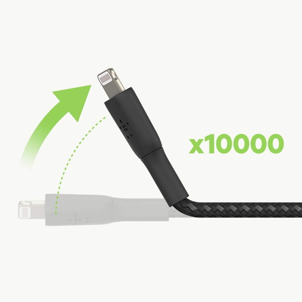 Belkin Braided USB-C to Lightning Cable (iPhone Fast Charging Cable for iPhone 14, 13, 12 or earlier) Boost Charge MFi-Certified iPhone USB-C Cable (2m, White
