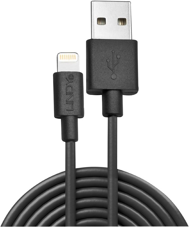 LINDY 2m USB to Lightning Cable, Black Black 2m