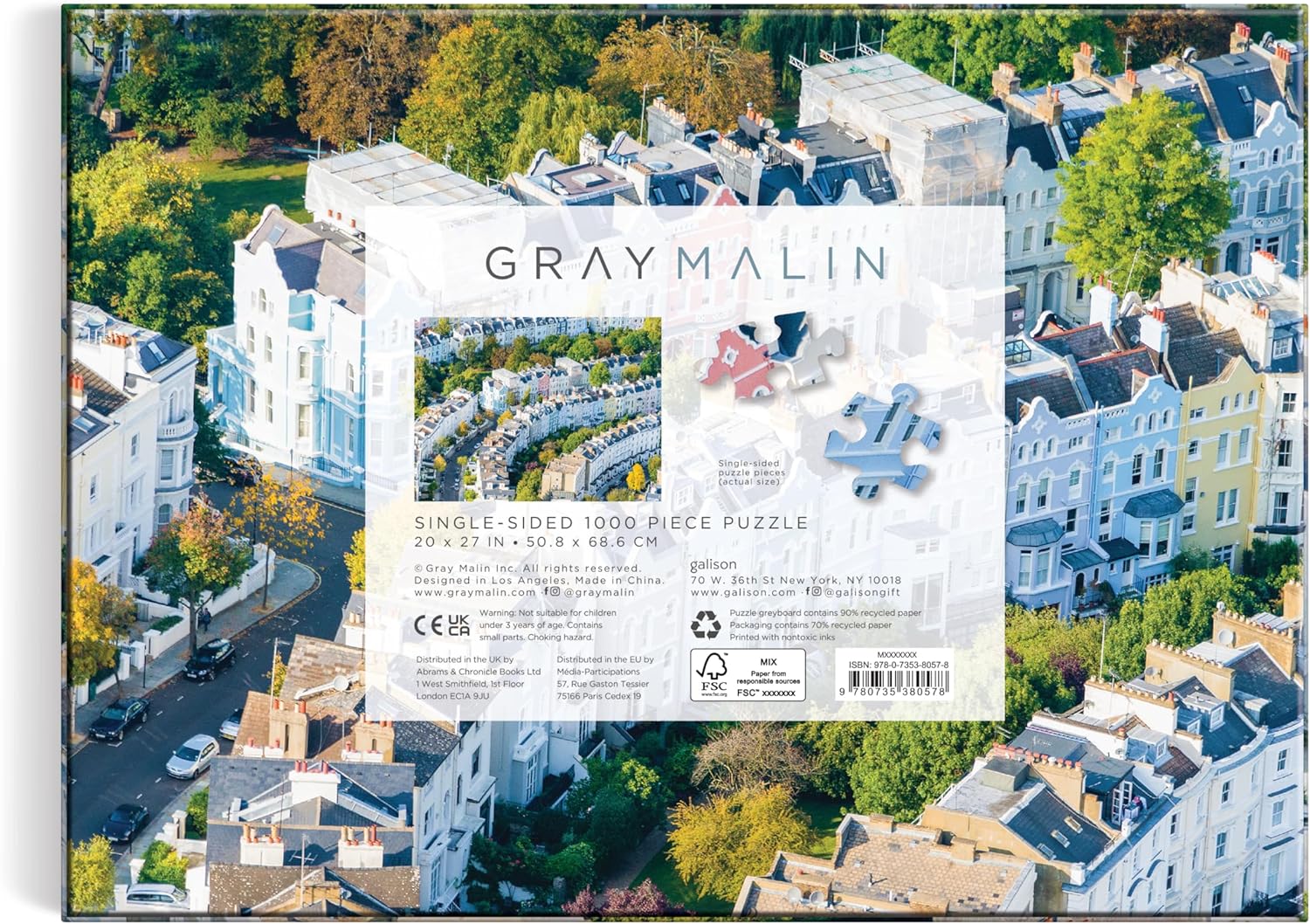 Galison- Gray Malin Notting Hill - Rompecabezas de 1000 Piezas con fotografía primaveral de ensueño, Multicolor (9780735380578