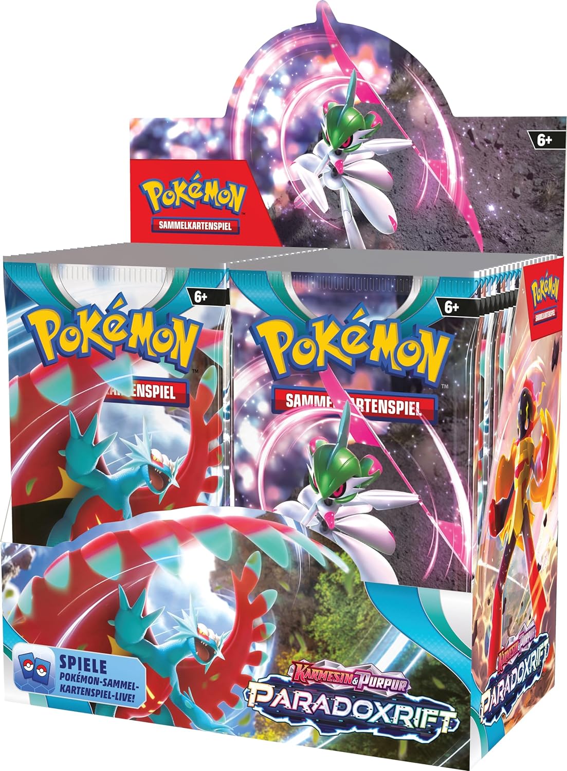 Pokémon-Sammelkartenspiel: Boosterpack-Display-Box Karmesin & Purpur – Paradoxrift (36 Boosterpacks) Single