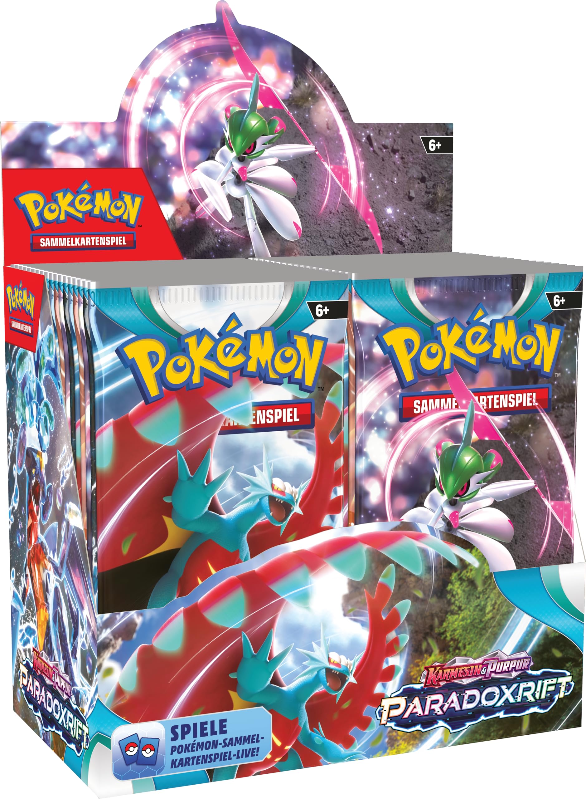 Pokémon-Sammelkartenspiel: Boosterpack-Display-Box Karmesin & Purpur – Paradoxrift (36 Boosterpacks) Single