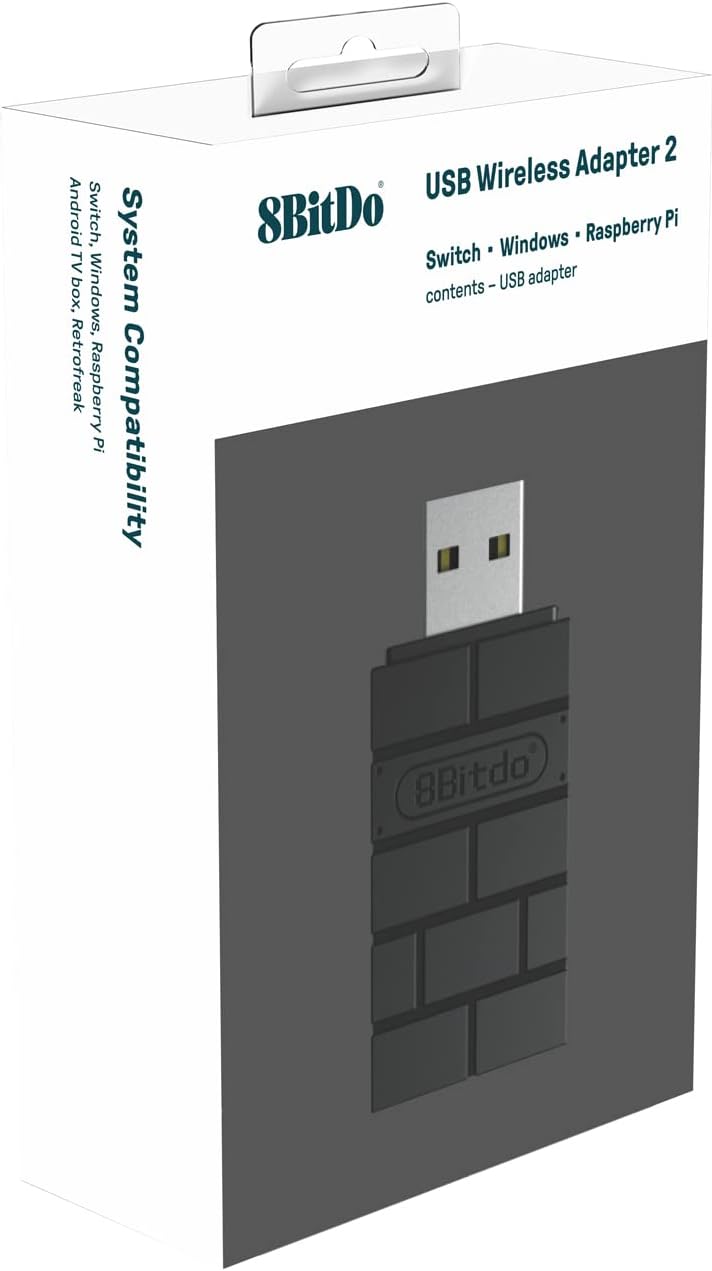 8Bitdo Wireless USB Adapter 2 for Switch, Switch OLED, Windows PC, Mac and Raspberry Pi, for PS5, PS4, Switch Pro Controller and More (Nintendo Switch//
