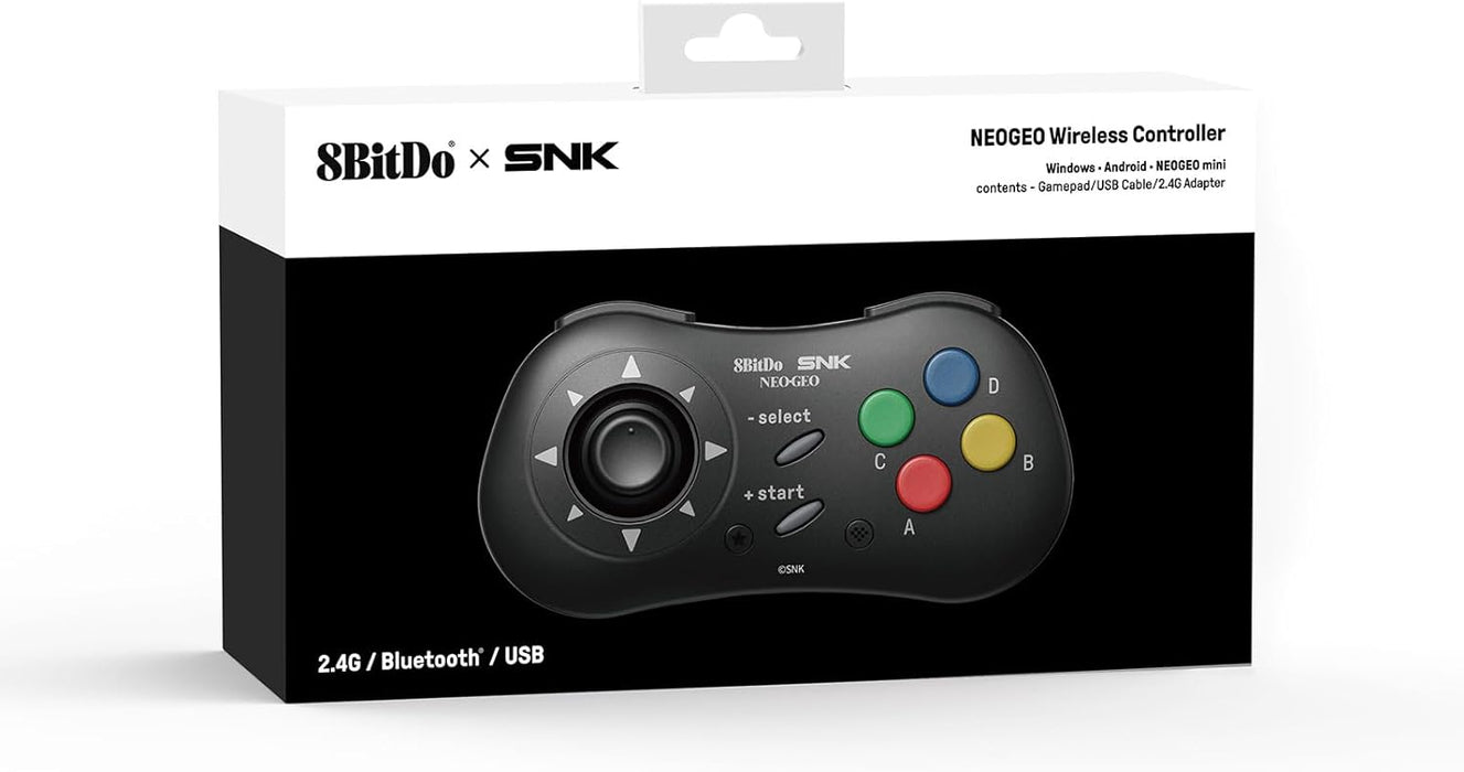 8Bitdo NEOGEO Wireless Controller for Windows, Android, and NEOGEO mini with Classic Click-Style Joystick - Officially Licensed by SNK (Black Edition)