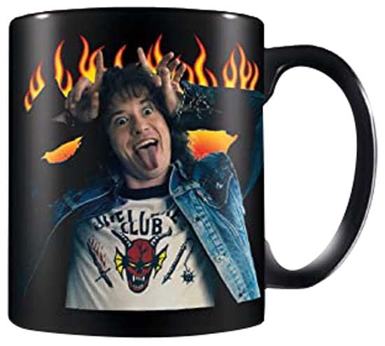 Pyramid International Stranger Things Mug (Eddie Hellfire Design) 11oz Ceramic Black Mug, Coffee Mug and Stranger Things Gifts - Official Stranger Things Merchandise