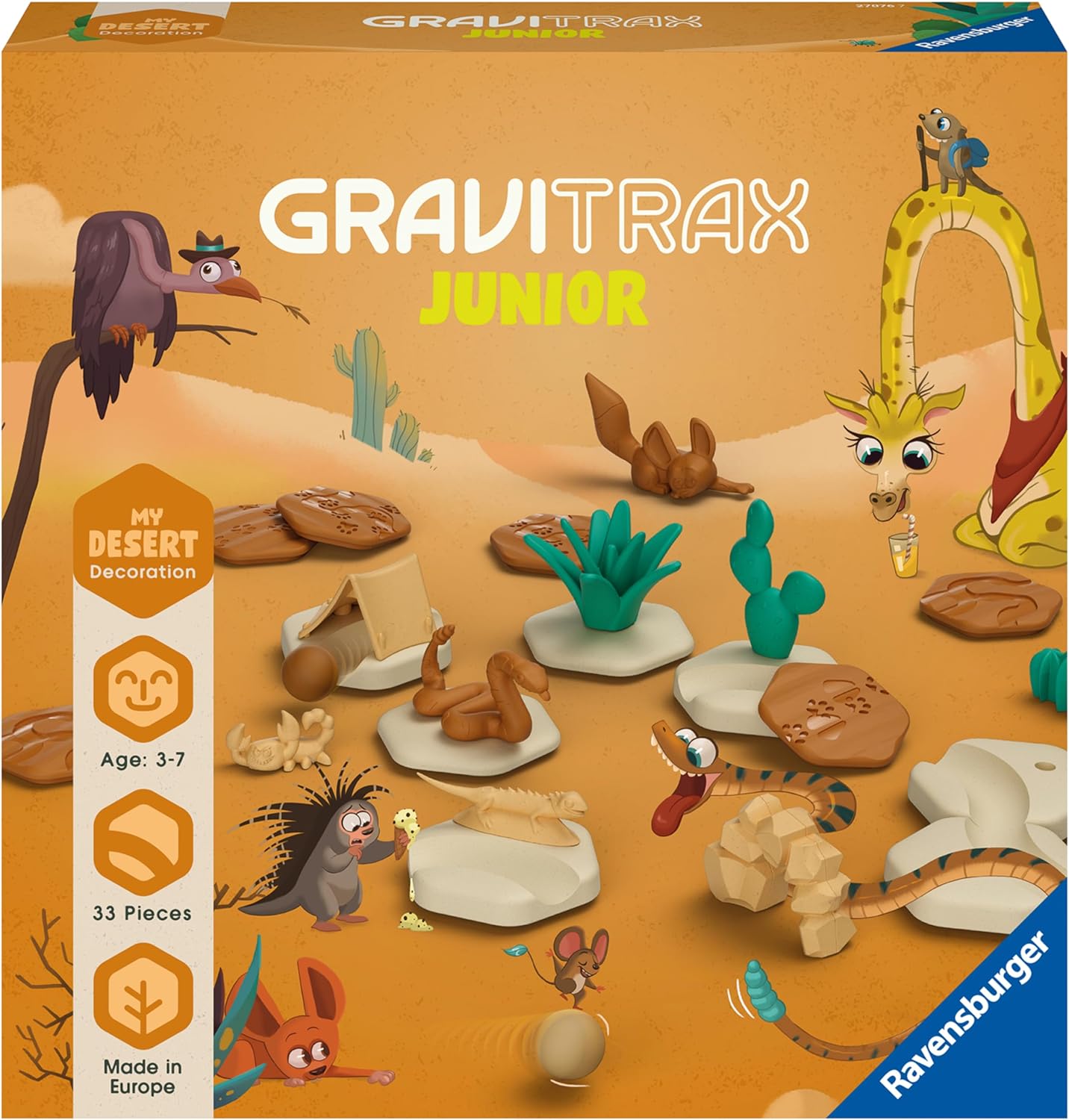 Ravensburger 27076 Gravitrax Junior Extension Desert-Expandable Children, Marble Run Made of Environmentally Friendly Materials with Theme Worlds, Educational Construction Toys from 3 Years, Orange