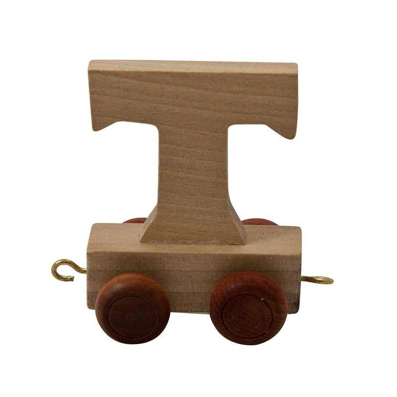 treinkarretje letter T hout beige 5 x 3,5 x 6 cm