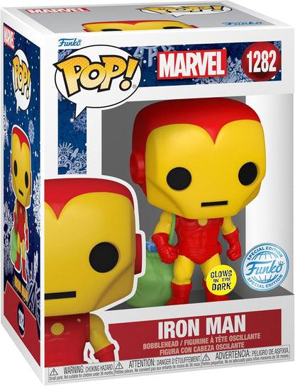 Funko POP! & Tee: Marvel - Holiday Iron Man - Glow In the Dark - Large - (L) - T-Shirt - Clothes With Collectable Vinyl Figure - Gift Idea - Toys and Short Sleeve Top for Adults Unisex Men and Women