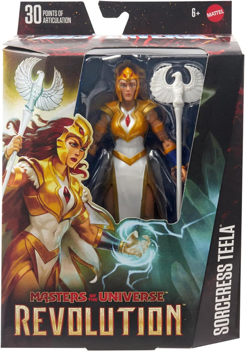 Masters of the Universe MOTU Revolution Sorceress Teela Figura de acción con accesorios, juguete +6 años (Mattel HYC45