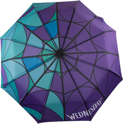 Cinereplicas Mittwoch Regenschirm mit Violoncello & Buntglasfenster von Mittwoch und Enest, 95 cm Durchmesser, offizielles Lizenzprodukt