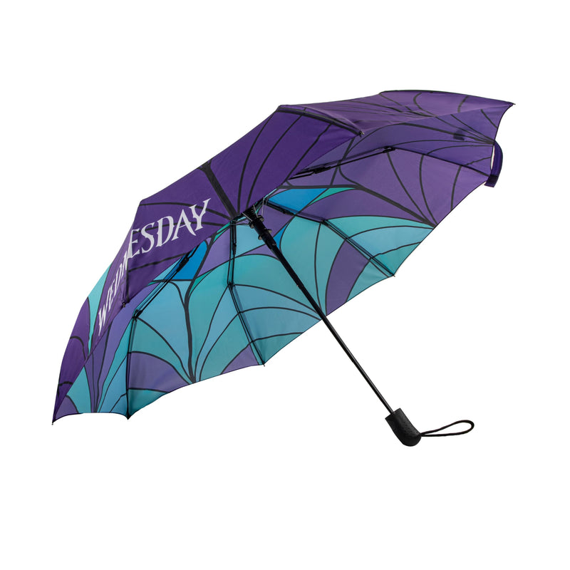 Cinereplicas Mittwoch Regenschirm mit Violoncello & Buntglasfenster von Mittwoch und Enest, 95 cm Durchmesser, offizielles Lizenzprodukt