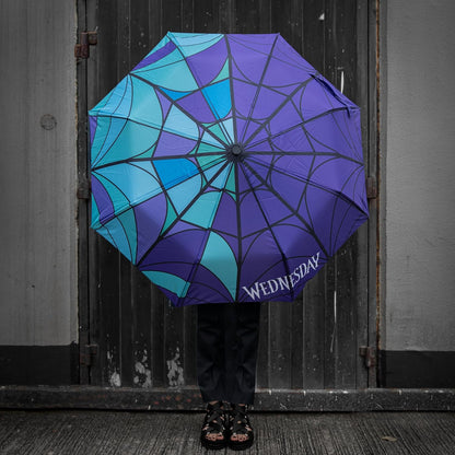 Cinereplicas Mittwoch Regenschirm mit Violoncello & Buntglasfenster von Mittwoch und Enest, 95 cm Durchmesser, offizielles Lizenzprodukt