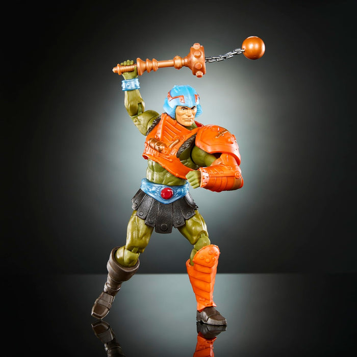 Masters of the Universe MOTU New Eternia Man-At-Arms Figura de acción con accesorios, juguete +6 años (Mattel HYC48