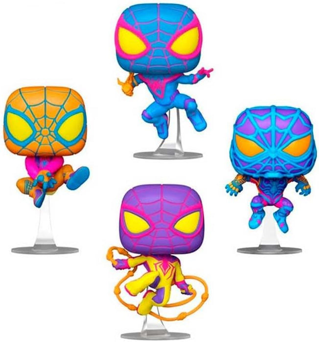 Funko Miles Morales Blacklight US Exclusive Pop! Vinyl Figure 4 Piece Set