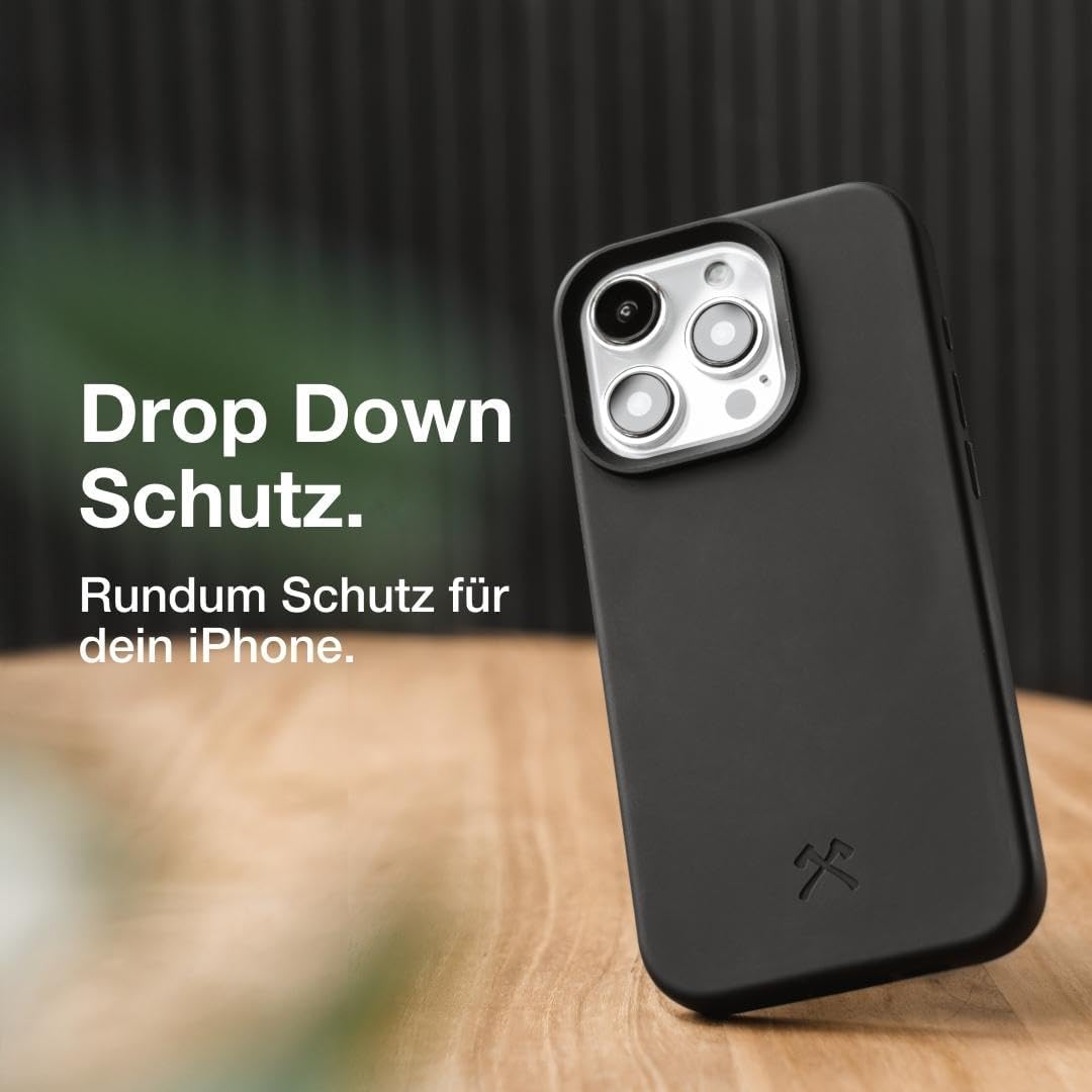 Woodcessories - Bio Case, Handyhülle kompatibel mit iPhone 15 Pro Max Hülle schwarz- Nachhaltig aus Pflanzen iPhone 15 Pro Max Schwarz