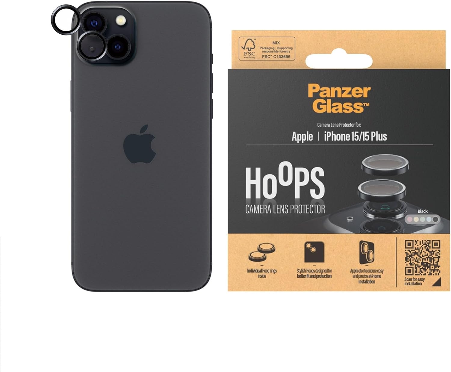 PanzerGlass Hoops Camera Protector iPhone 15, 15 Plus