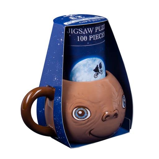 Fizz Creations E.T. The Extra-Terrestrial Shaped Mug & Jigsaw Puzzle. Includes 440ml Capacity 3D Ceramic Mug and 100 Piece E.T. Jigsaw Puzzle. Officially Licensed Universal Classics Merchandise.