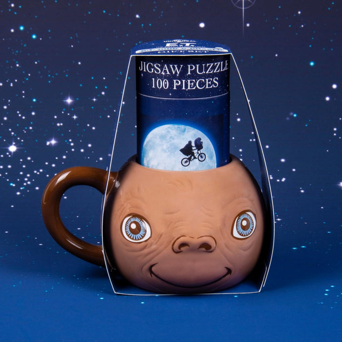 Fizz Creations E.T. The Extra-Terrestrial Shaped Mug & Jigsaw Puzzle. Includes 440ml Capacity 3D Ceramic Mug and 100 Piece E.T. Jigsaw Puzzle. Officially Licensed Universal Classics Merchandise.