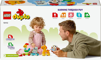 LEGO DUPLO My First Animal Train Toy for Toddlers, Creative Bricks Learning Set with Rooster, Horse, Lamb & Cow Farm Animals, Birthday Gift for Nature-Loving Boys & Girls Aged 1.5 Plus Years Old 10412