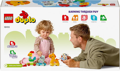 LEGO DUPLO My First Animal Train Toy for Toddlers, Creative Bricks Learning Set with Rooster, Horse, Lamb & Cow Farm Animals, Birthday Gift for Nature-Loving Boys & Girls Aged 1.5 Plus Years Old 10412