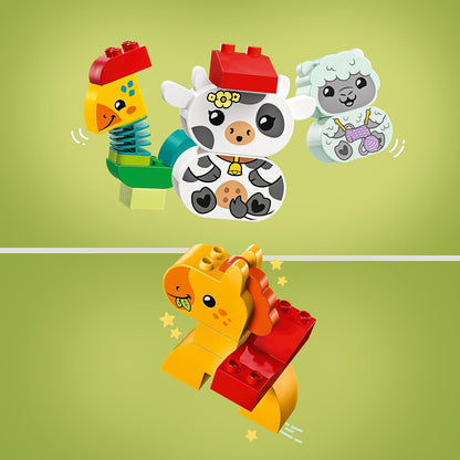 LEGO DUPLO My First Animal Train Toy for Toddlers, Creative Bricks Learning Set with Rooster, Horse, Lamb & Cow Farm Animals, Birthday Gift for Nature-Loving Boys & Girls Aged 1.5 Plus Years Old 10412