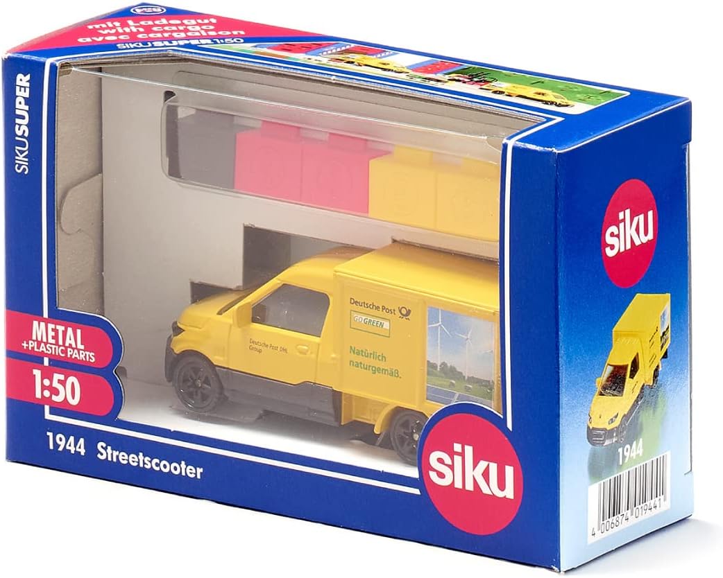 siku 1944, Streetscooter, 1:50, Metal/Plastic, Yellow, Incl. trailer hitch, Can be combined with siku models of the same scale Street Scooter Post Single