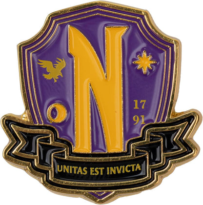 Cinrepelicas Wednesday Nevermore Academy Pin 2.6 x 2.6 x 0.2 cm Official Licence, Acier inoxydable