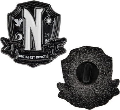Cinrepelicas Wednesday Nevermore Academy Pin 2.6 x 2.6 x 0.2 cm Official Licence, Acier inoxydable