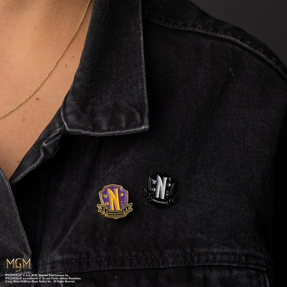 Cinrepelicas Wednesday Nevermore Academy Pin 2.6 x 2.6 x 0.2 cm Official Licence, Acier inoxydable