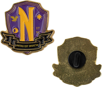 Cinrepelicas Wednesday Nevermore Academy Pin 2.6 x 2.6 x 0.2 cm Official Licence, Acier inoxydable