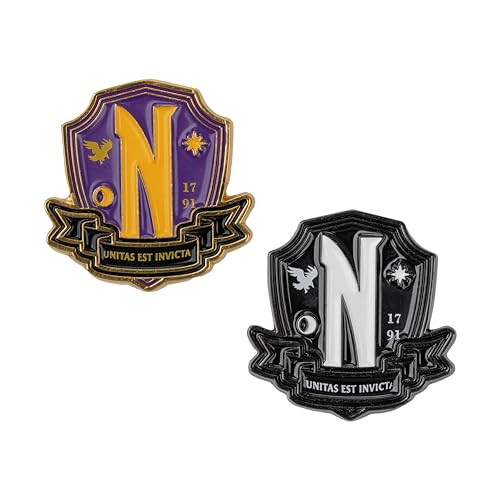 Cinrepelicas Wednesday Nevermore Academy Pin 2.6 x 2.6 x 0.2 cm Official Licence, Acier inoxydable