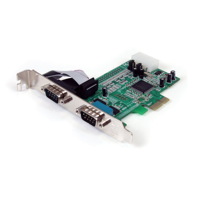 StarTech.com PEX2S553 2 Port Native PCIe RS232 Serial Adapter Card with 16550 UART , Green