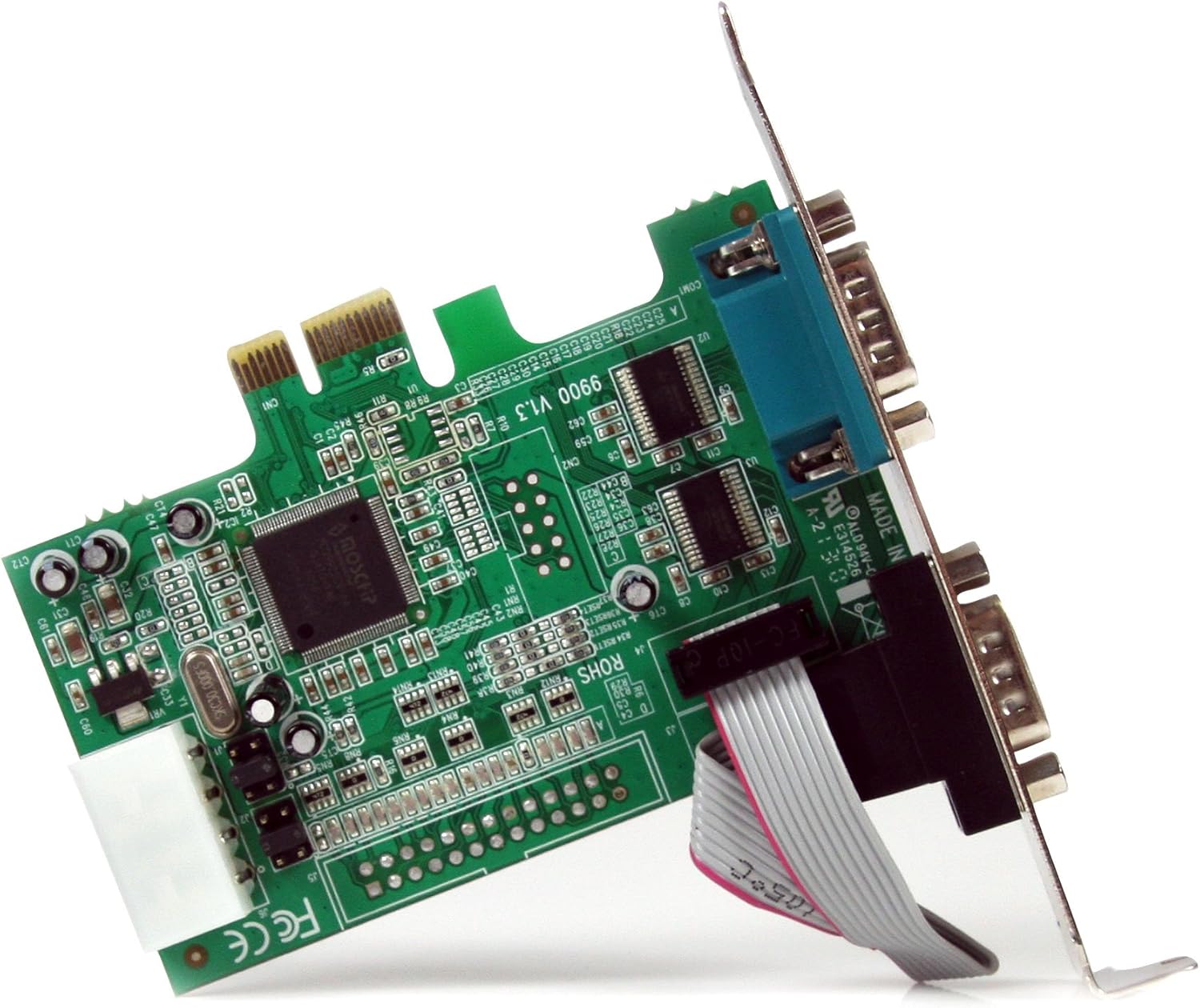 StarTech.com PEX2S553 2 Port Native PCIe RS232 Serial Adapter Card with 16550 UART , Green