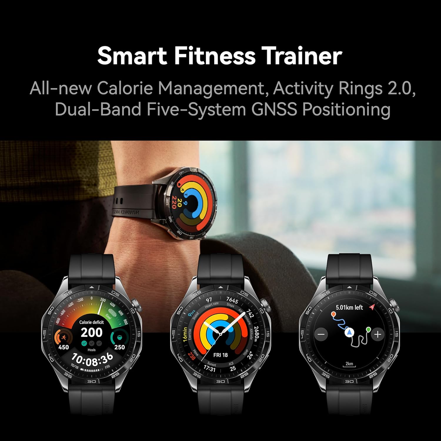 HUAWEI WATCH GT 4 Smart Watch - Up to 2 Weeks Battery Life Fitness Tracker - Compatible with Android & iOS - Health Monitoring with Pulse Wave Arrhythmia Analysis - GPS Integrated - 46MM
