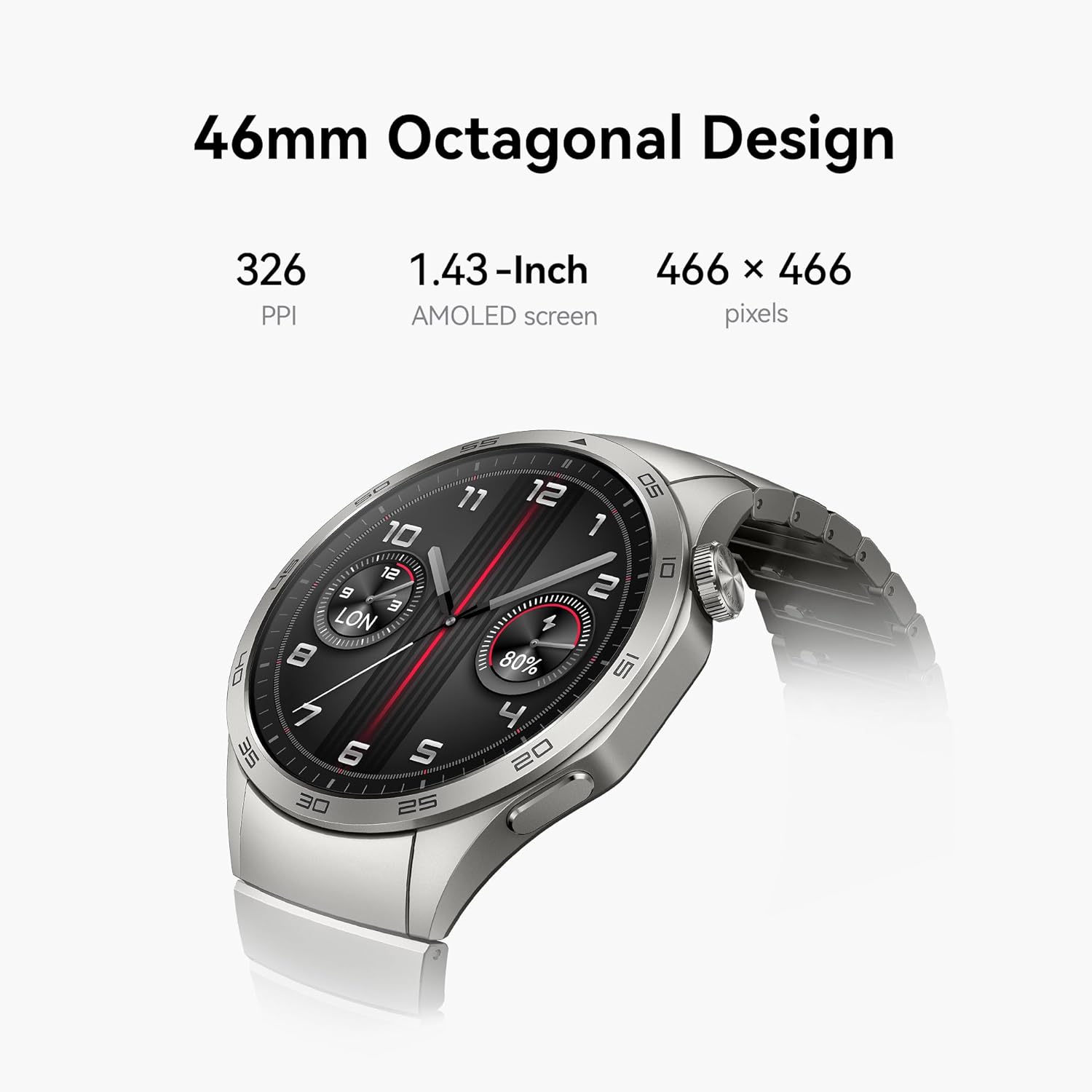 HUAWEI WATCH GT 4 Smart Watch - Up to 2 Weeks Battery Life Fitness Tracker - Compatible with Android & iOS - Health Monitoring with Pulse Wave Arrhythmia Analysis - GPS Integrated - 46MM