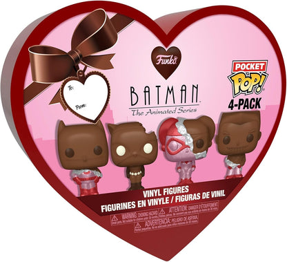 Funko Pocket POP! DC Valentines Box 4 Pack - Batman - (Choc) - DC Comics - Keychain - Collectable Vinyl Mini Figure Novelty Keyring - Stocking Filler - Gift Idea - Official Merchandise - Minifigure