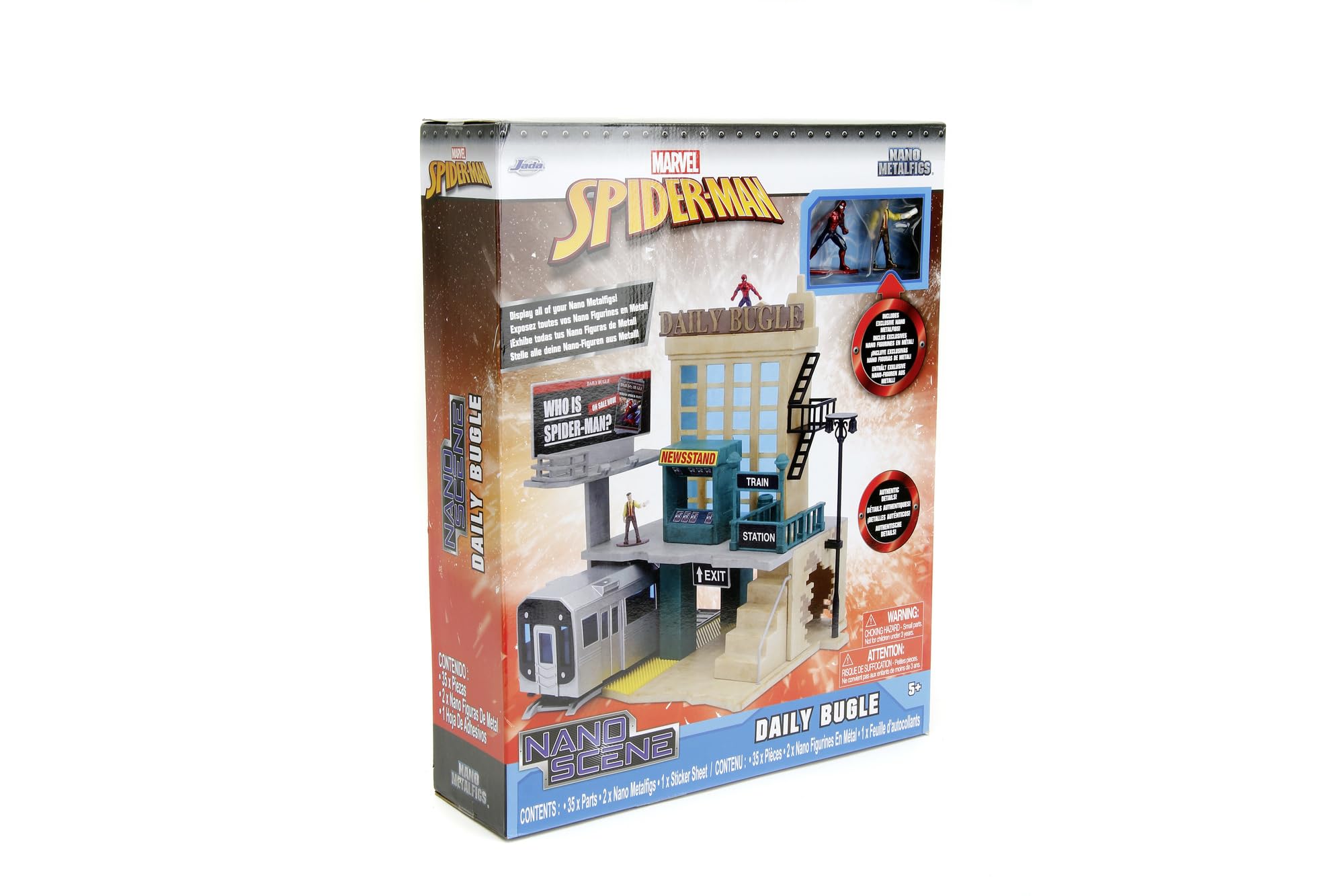 Jada - Marvel Spider-Man, Escenario Daily Bugle (20 cm) -Conjunto de Marvel Coleccionables, Incl. 2 Nano Figuras de Metal de Spider-Man y Jonah Jameson. a partiri de 5 años (253225012)
