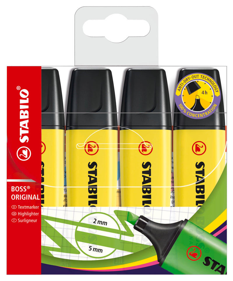 Highlighter - STABILO BOSS ORIGINAL - Pack of 4