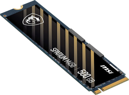 MSI SPATIUM M450 SSD 500GB - PCIe 4.0 NVMe M.2 Internal Solid State Drive, 3600MB/s Read & 2300MB/s Write, 3D NAND, Built-In Data Security, MSI Center - 5 Year Warranty (300 TBW