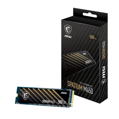 MSI SPATIUM M450 SSD 500GB - PCIe 4.0 NVMe M.2 Internal Solid State Drive, 3600MB/s Read & 2300MB/s Write, 3D NAND, Built-In Data Security, MSI Center - 5 Year Warranty (300 TBW
