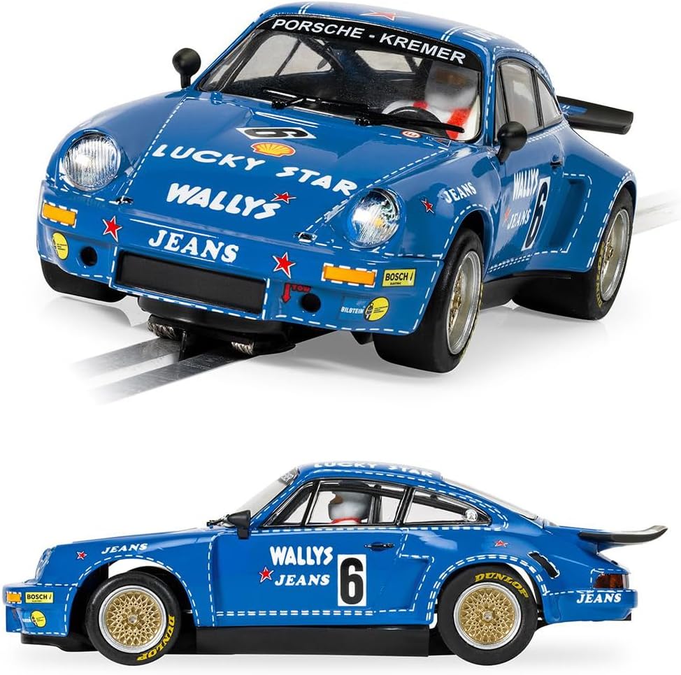 Scalextric Hornby Hobbies LTD C4398 Porsche 911 Carrera RSR 3.0-Wallys Jeans Slot-Cars USA/Classic Gt, Blue, 1:32 Scale