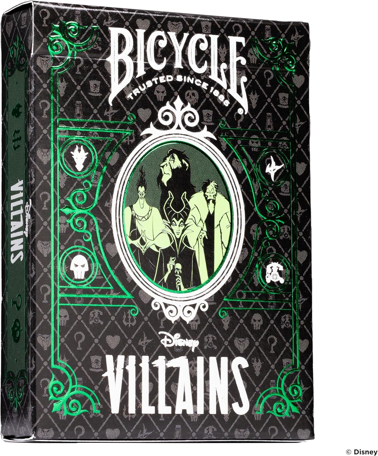 Bicycle Disney Villains Playing Cards - Features 12 Disney Villains Including Scar, Maleficent, Ursula, and More - Green or Purple Playing Cards (Colours May Vary